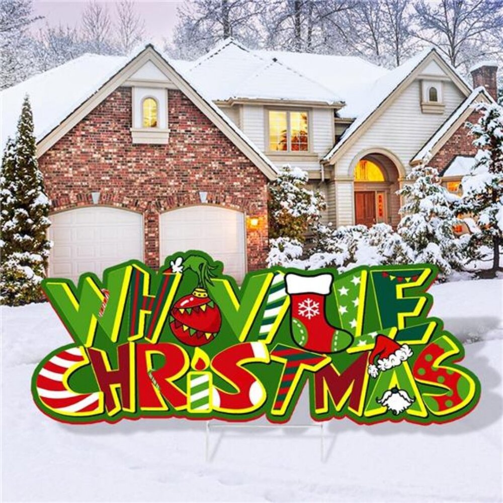Christmas Yard Sign Decorations 1pcs Whoville Christmas Lawn Garden Pathway Sign
